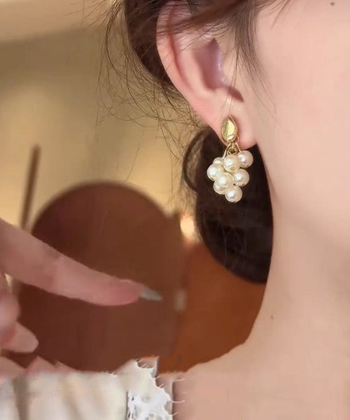 Drop Pearl Grape Gold Design Original Overgild Copper Earrings FashionChic