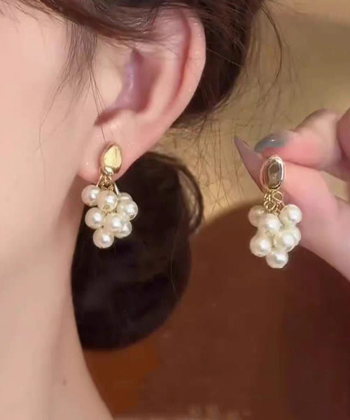 Drop Pearl Grape Gold Design Original Overgild Copper Earrings FashionChic