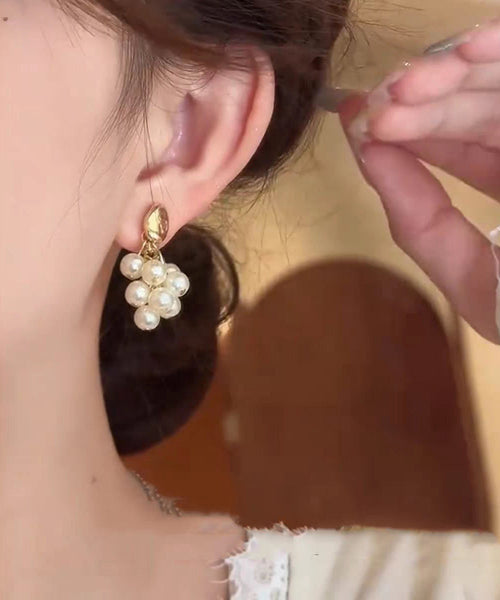 Drop Pearl Grape Gold Design Original Overgild Copper Earrings FashionChic