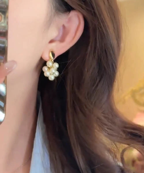 Drop Pearl Grape Gold Design Original Overgild Copper Earrings FashionChic
