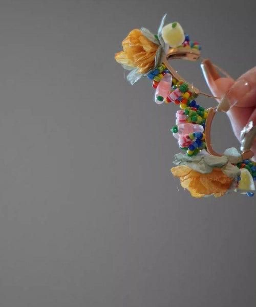 Earrings Design Gold Beads Original Floral Hoop Tulle Copper FashionChic