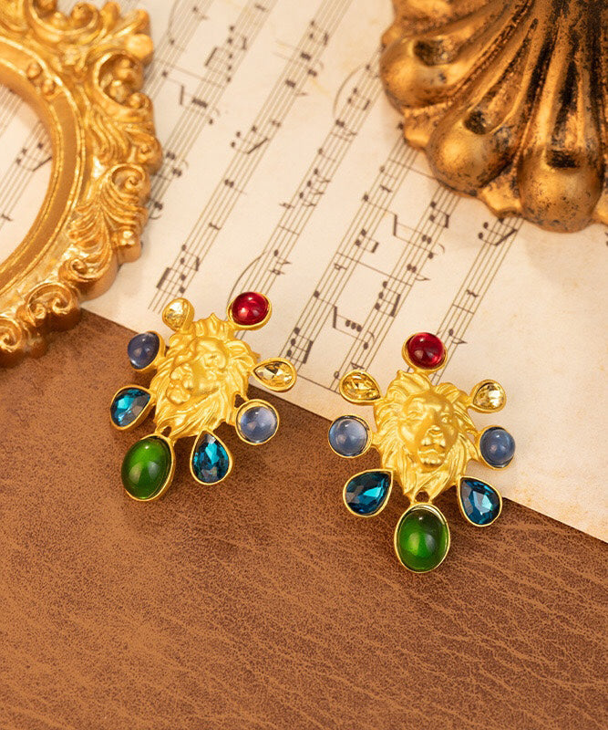 Original Design Gold Inlaid Sterling Silver Overgild Coloured Glaze Stud Earrings GH1028 Ada Fashion