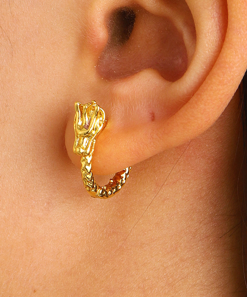 Original Design Gold Sterling Silver Overgild Animal Hoop Earrings KX1032 Ada Fashion