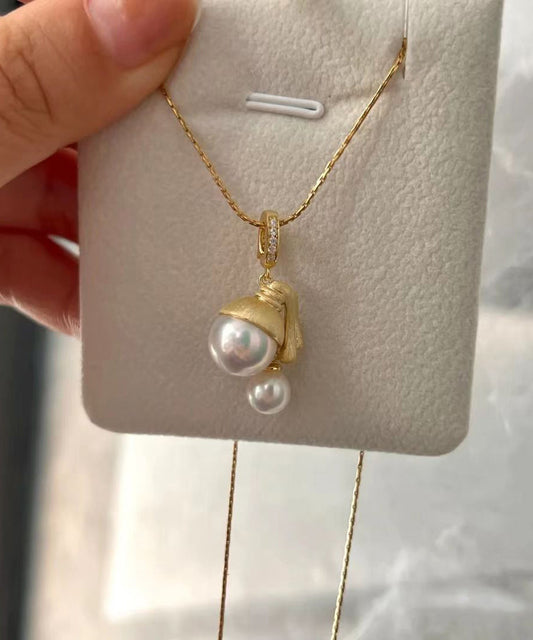 Original Design Gold Sterling Silver Overgild Pearl Pendant Necklace YI034 ABC