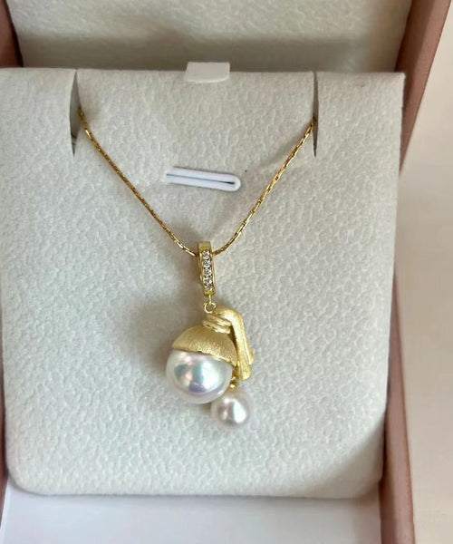 Original Design Gold Sterling Silver Overgild Pearl Pendant Necklace YI034 ABC