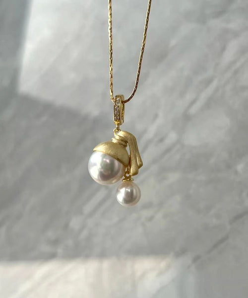 Original Design Gold Sterling Silver Overgild Pearl Pendant Necklace YI034 ABC