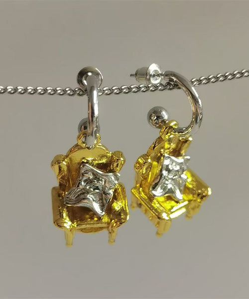 Original Design Gold Sterling Silver Overgild Sofa Style Drop Earrings QU050 JEW-EAR241007