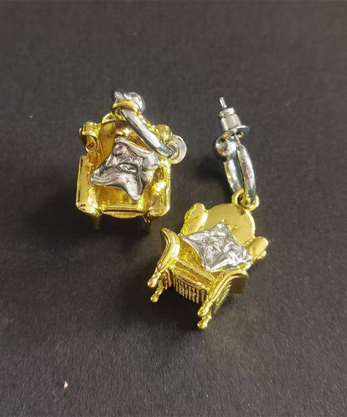 Original Design Gold Sterling Silver Overgild Sofa Style Drop Earrings QU050 JEW-EAR241007