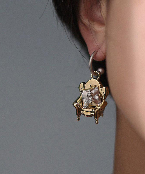 Original Design Gold Sterling Silver Overgild Sofa Style Drop Earrings QU050 JEW-EAR241007