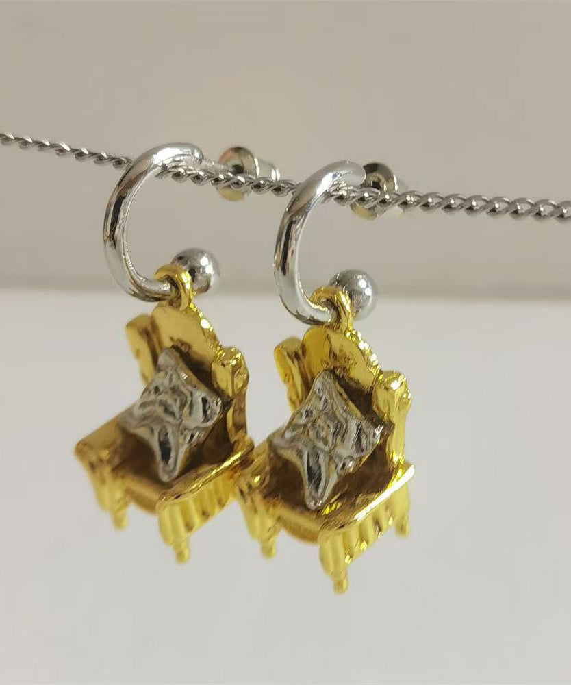 Original Design Gold Sterling Silver Overgild Sofa Style Drop Earrings QU050 JEW-EAR241007