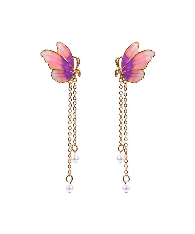 Original Design Gradient Color Ancient Gold Pearl Butterfly Tassel Earrings GH1082 Ada Fashion