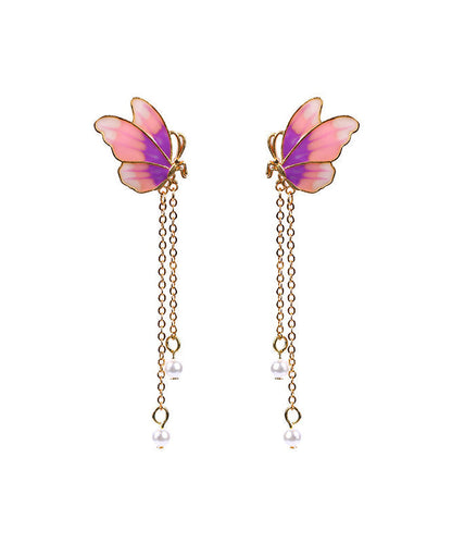 Original Design Gradient Color Ancient Gold Pearl Butterfly Tassel Earrings GH1082 Ada Fashion