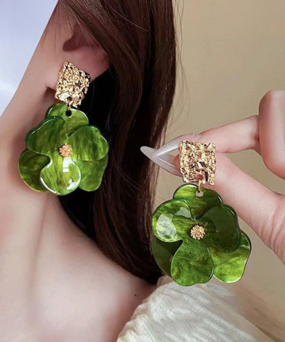 Original Design Green Acrylic Floral Drop Earrings EY004 ABC