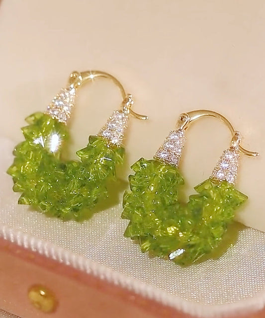 Original Design Green Copper Alloy Zircon Crystal Hoop Earrings RB021 ABC