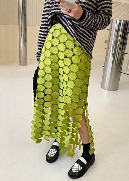 Skirt Summer Green Out Waist Design Cotton Hollow High Original FashionChic
