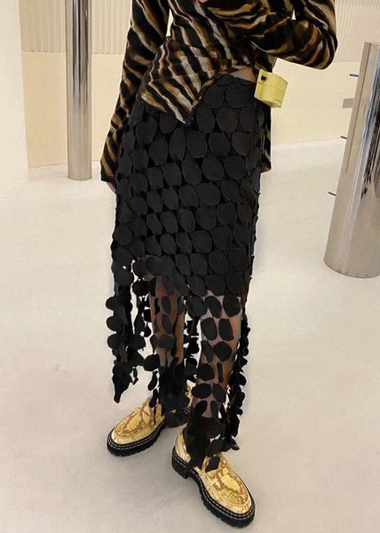 Skirt Summer Green Out Waist Design Cotton Hollow High Original FashionChic