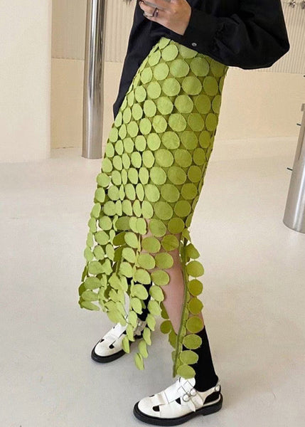 Skirt Summer Green Out Waist Design Cotton Hollow High Original FashionChic