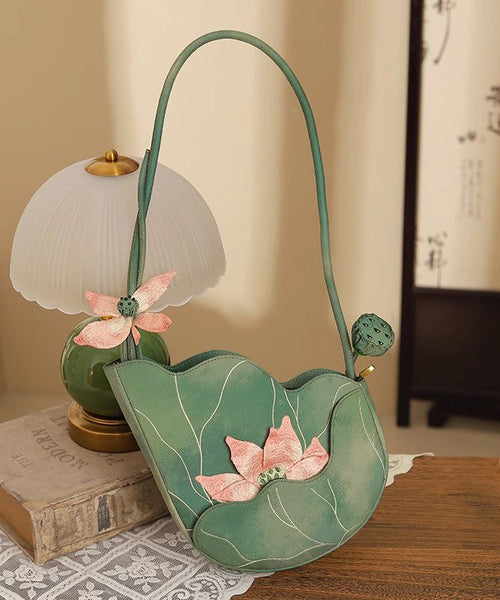 Design Embroidered Lotus CrossBody Green Bag Original FashionChic