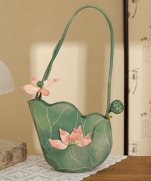 Design Embroidered Lotus CrossBody Green Bag Original FashionChic