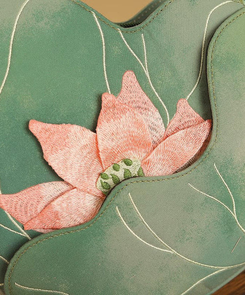 Design Embroidered Lotus CrossBody Green Bag Original FashionChic