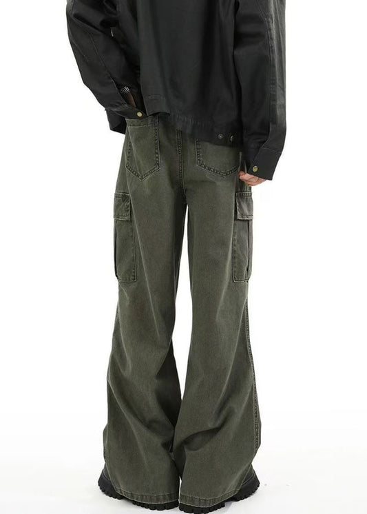 High Pockets Original Spring Green Design Denim Waist Men Pants FashionChic