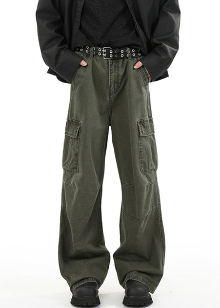 High Pockets Original Spring Green Design Denim Waist Men Pants FashionChic