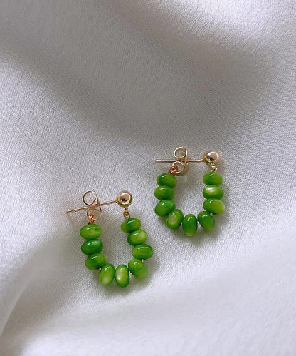 Original Design Green Sterling Silver Alloy Jade Hoop Earrings WQ020 JEW-EAR241102