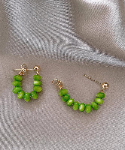 Original Design Green Sterling Silver Alloy Jade Hoop Earrings WQ020 JEW-EAR241102