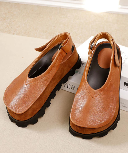 Original Design Handmade Brown Splicing Platform Flat Shoes YC030 ABC