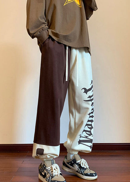 Original Design Khaki Asymmetrical Elastic Waist Cotton Men Pants Fall WA058 MENP241110