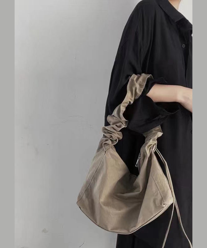 Original Design Khaki Drawstring Large Capacity Satchel Bag Handbag SX1008 Ada Fashion