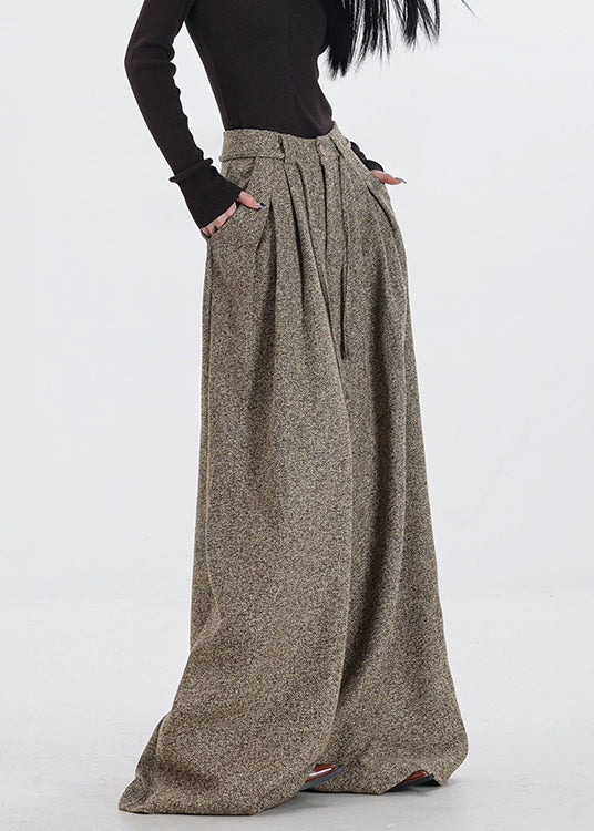 Original Design Khaki Pockets High Waist Woolen Wide Leg Pants Winter RS045 ABC