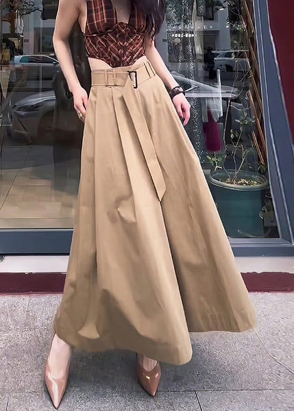 Design Khaki Pants Cotton High Original Fall Skirt Waist Solid FashionChic