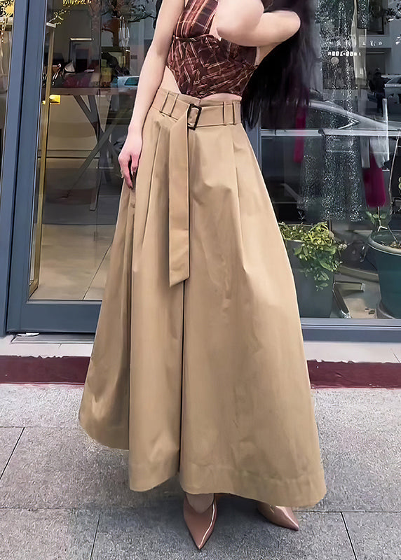 Design Khaki Pants Cotton High Original Fall Skirt Waist Solid FashionChic