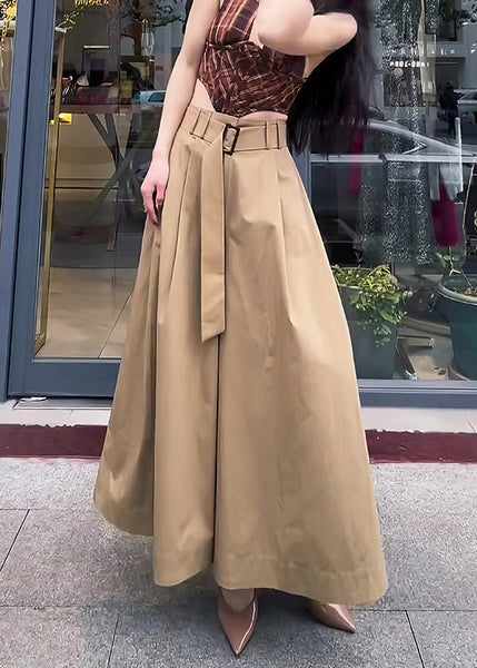 Design Khaki Pants Cotton High Original Fall Skirt Waist Solid FashionChic