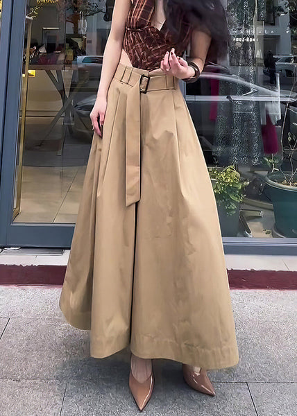 Design Khaki Pants Cotton High Original Fall Skirt Waist Solid FashionChic