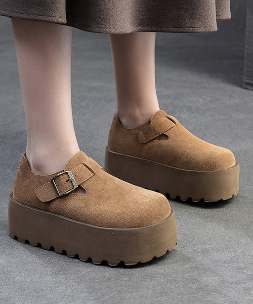 Original Design Khaki Women Splicing Suede Platform Shoes YC010 ABC