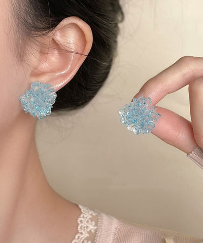Light Ice Design Stud Alloy Blue Original Flowers Earrings FashionChic