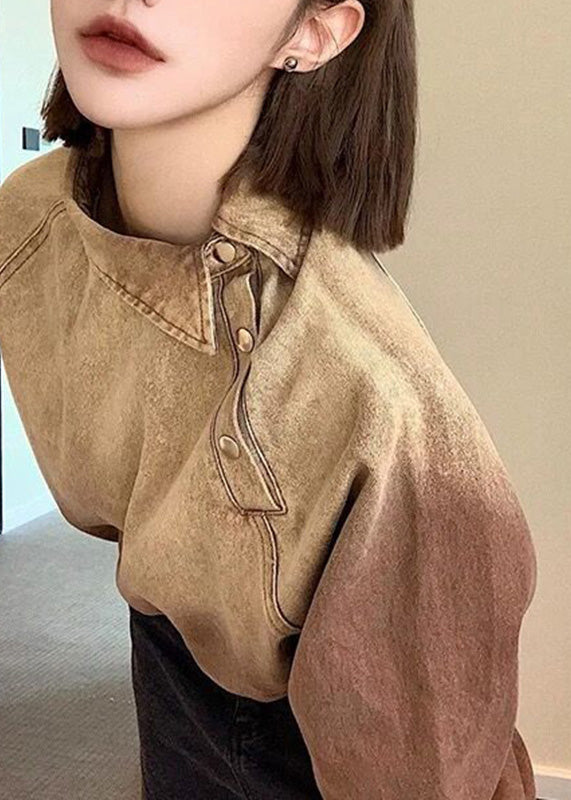 Original Design Light Brown Peter Pan Collar Denim Coats Spring RP010 ABC