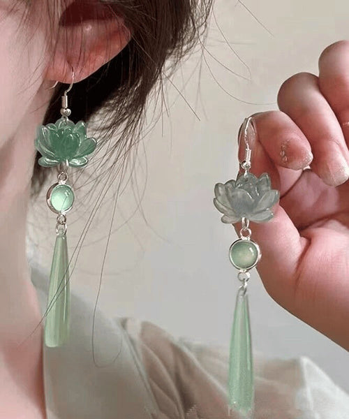 Light Eye Cat's Design Stone Green Original Drop Sterling Silver FashionChic