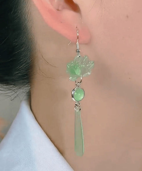 Light Eye Cat's Design Stone Green Original Drop Sterling Silver FashionChic