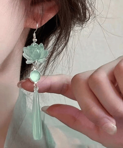 Light Eye Cat's Design Stone Green Original Drop Sterling Silver FashionChic