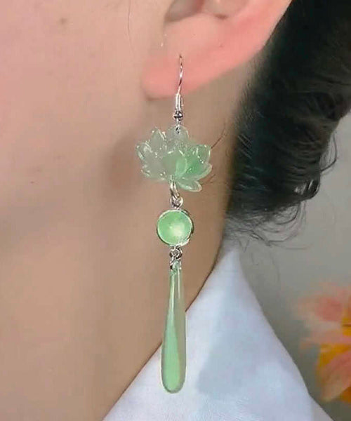 Light Eye Cat's Design Stone Green Original Drop Sterling Silver FashionChic