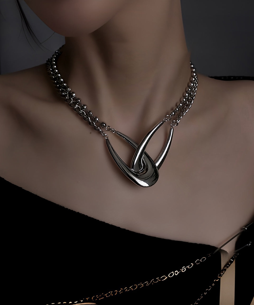 Metal Necklace Original Chain Design Asymmetrical FashionChic