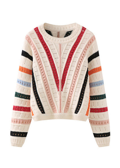 Original Design O-Neck Striped Hollow Out Knit Sweaters Spring YY005 ABC