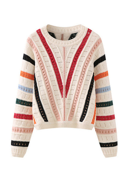 Original Design O-Neck Striped Hollow Out Knit Sweaters Spring YY005 ABC