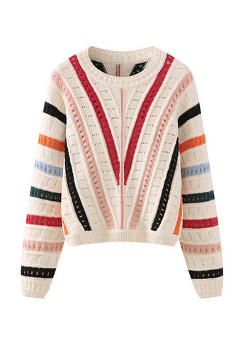 Original Design O-Neck Striped Hollow Out Knit Sweaters Spring YY005 ABC