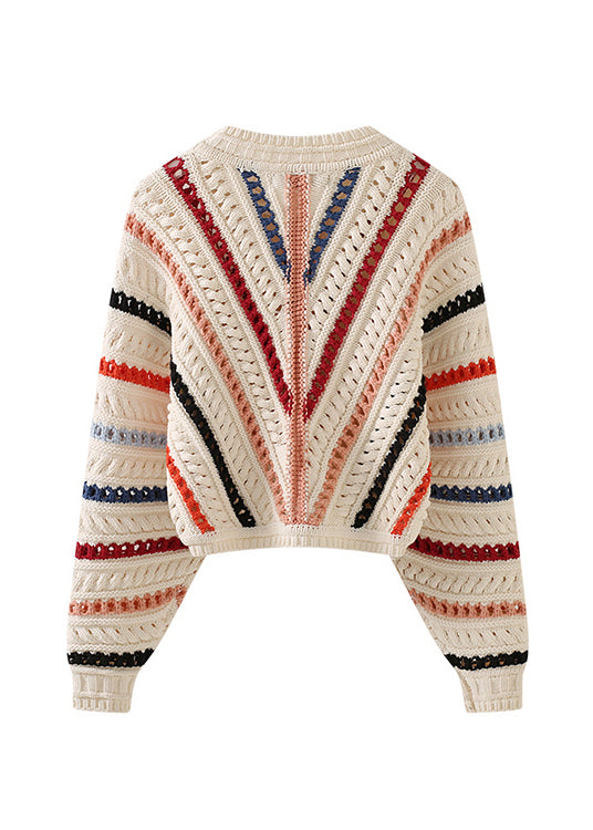 Original Design O-Neck Striped Hollow Out Knit Sweaters Spring YY005 ABC