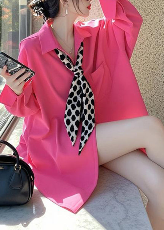 Design Bow Pockets Shirts Pink Original Spring FashionChic
