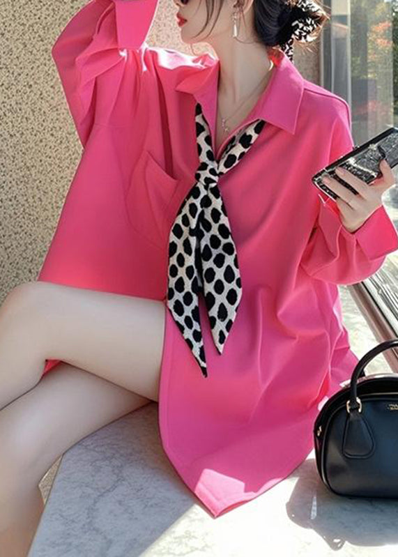 Design Bow Pockets Shirts Pink Original Spring FashionChic